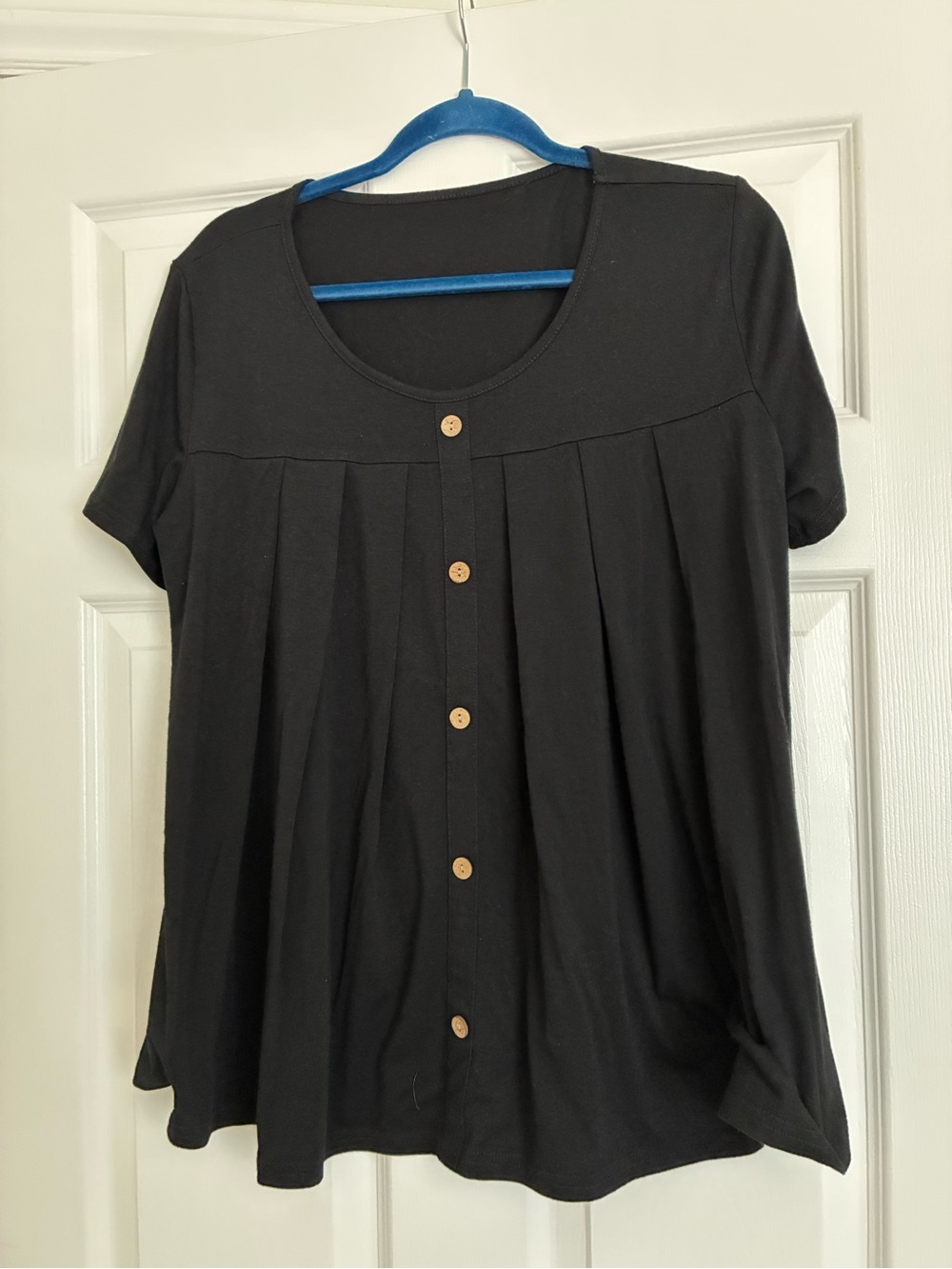 Classic Black Button-Front Women's Top